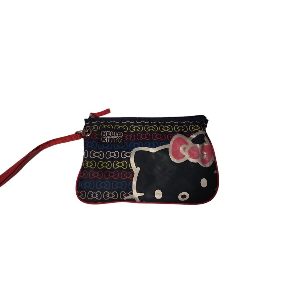 Hello Kitty Sanrio Wristlet Zip Wallet Case Purse Pink & Blue Inside Pocket 9x6
